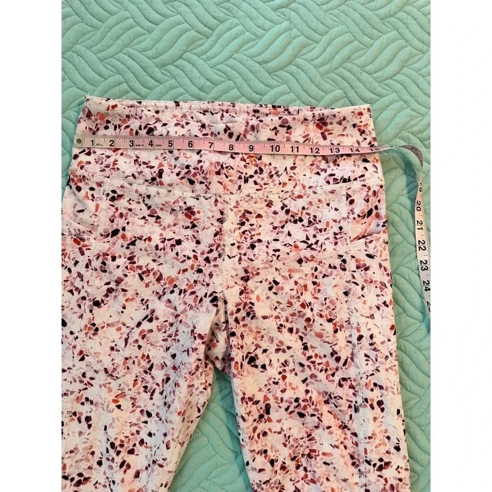 Gaiam Womens Pink Terrazzo Print Activewear Set Strappy‎ Tank & Leggings